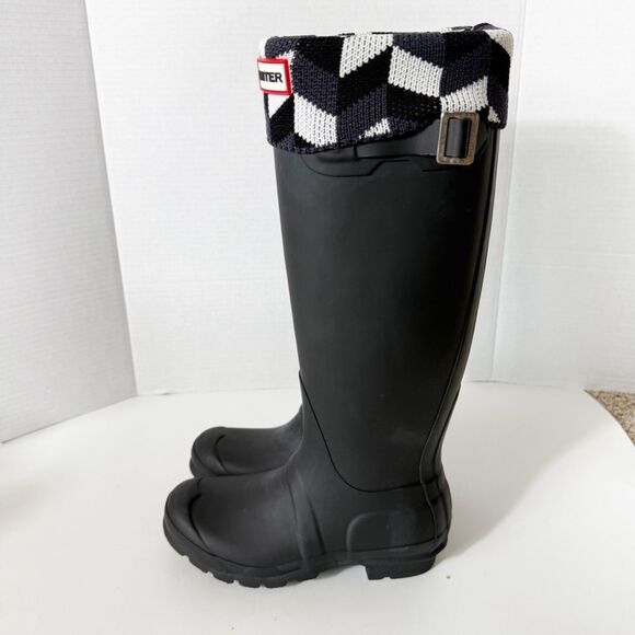 Hunter Womens Original Black Matte Tall Rain Boots With Boots Socks Size 5 - Picture 2 of 7